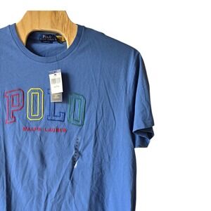 Polo Ralph Lauren Mens XXL Classic Fit Blue Colorful Embroidered Logo T-Shirt